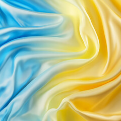 Fototapeta premium Abstract Flowing Fabric in Sunny Yellow and Sky Blue - Made with Generative AI