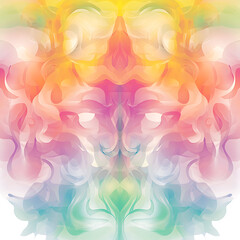 Abstract Fluid Art with Symmetry and Vibrant Pastel Color Palette Vector Graphic Design Illustration.
