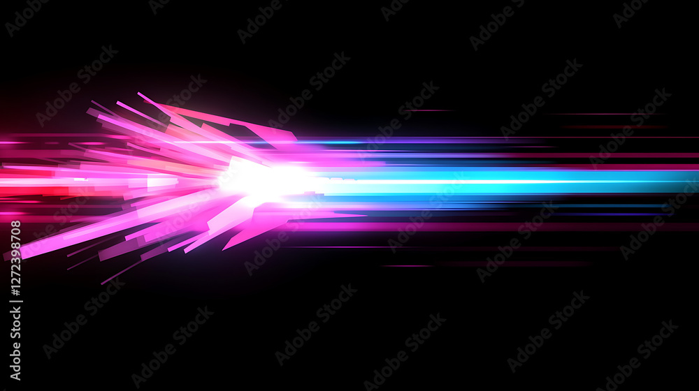 Poster abstract light explosion effect with dynamic lines in black background composition render.