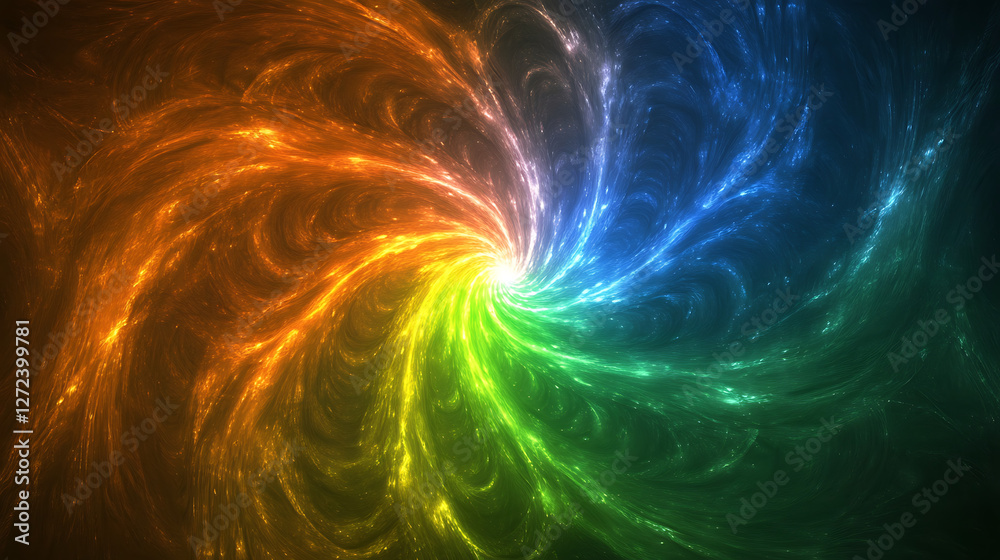 Poster abstract swirl of colorful energy in a dynamic spiral pattern optical art background rendering
