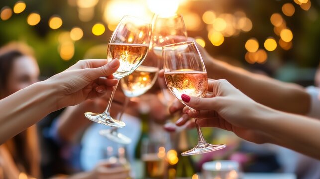 Gemeinsames Ansto&szlig;en mit funkelnden Sektgl&auml;sern. Ein festlicher Moment voller Freude und Geselligkeit.