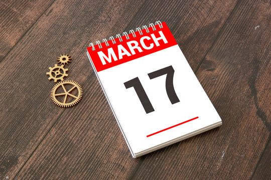 17 March calendar month text on wooden blocks. Calendar month concept