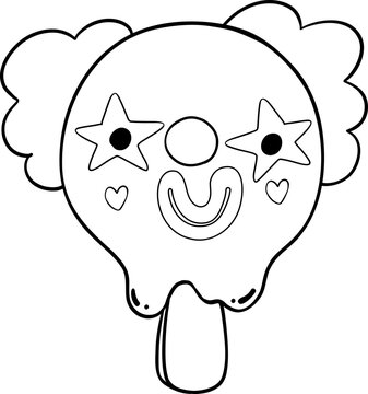 recommend clip art: Clown Ice Cream Popsicle Outline