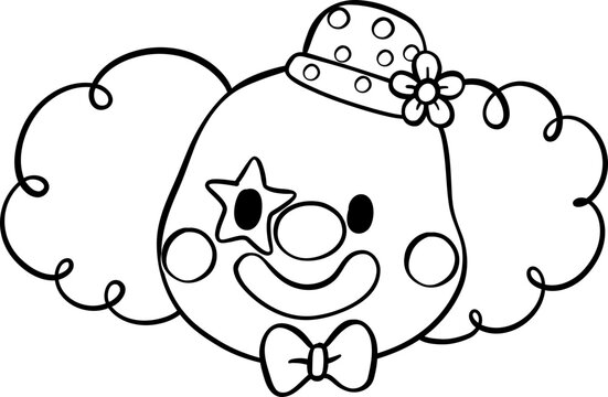 recommend clip art: Happy Face Clown outline doodle hand drawn