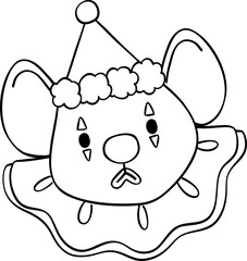Rat Face Clown outline doodle hand drawn