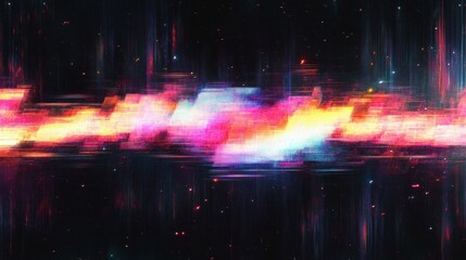 Glitch Abstract Digital Art Horizontal Movement Distortion Vibrant Color Streaks Dark Background