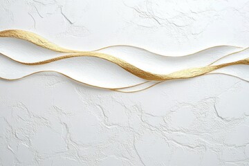 Gold Lines on Textured White Wall Surface Abstract