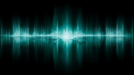 Audio Waveform Visualisation in Cyan on a Dark Background Creating Abstract Data Graphic Effects.