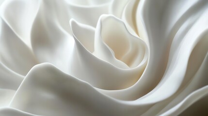 Obraz premium Close-up of Delicate White Rose Petals Showcasing Intricate Folds and Textures in Natural Light