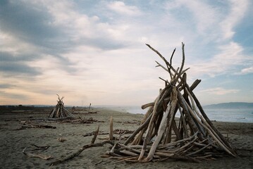 Ocean, sea waves by film camera