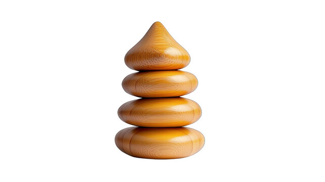 A wooden tower with four blocks stacked on top of each other