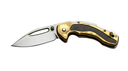 Fototapeta premium A knife with a gold handle and a black blade