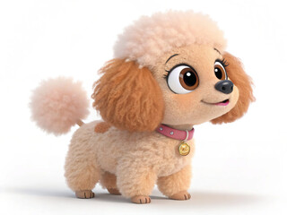 toy poodle puppy animal dog cartoon character 3d isolated 