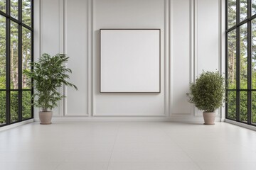 Bright and Airy Modern Art Gallery with Seamless White Interior Design   Minimalist Architecture Clean Lines and Elegant Decor for Exhibition and Showcase