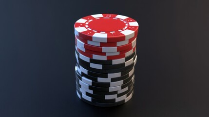 Red-black chips stack, dark background