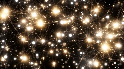 Obraz premium Network of glowing lights. Connections with dark background. For science and technology use