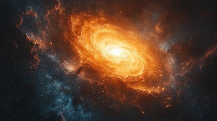 Fototapeta premium Mesmerizing Spiral Galaxy with Vibrant Colors in Cosmic Surrealism Scene