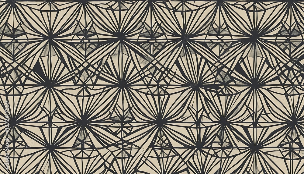 Poster abstract geometric pattern with radiating lines and triangular structures