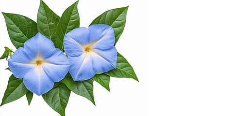 Obraz premium Delicate Blue Flowers With Star-Shaped Petals Surrounded By Lush Green Leaves