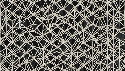 Monochrome Geometric Fan Pattern, Abstract Art Deco Inspired Design