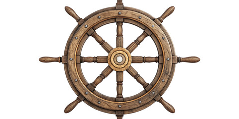 Wooden Ship Steering Wheel Isolated on Transparent Background
Nautical Wooden Helm Isolated &ndash; Vintage Ship Steering Wheel