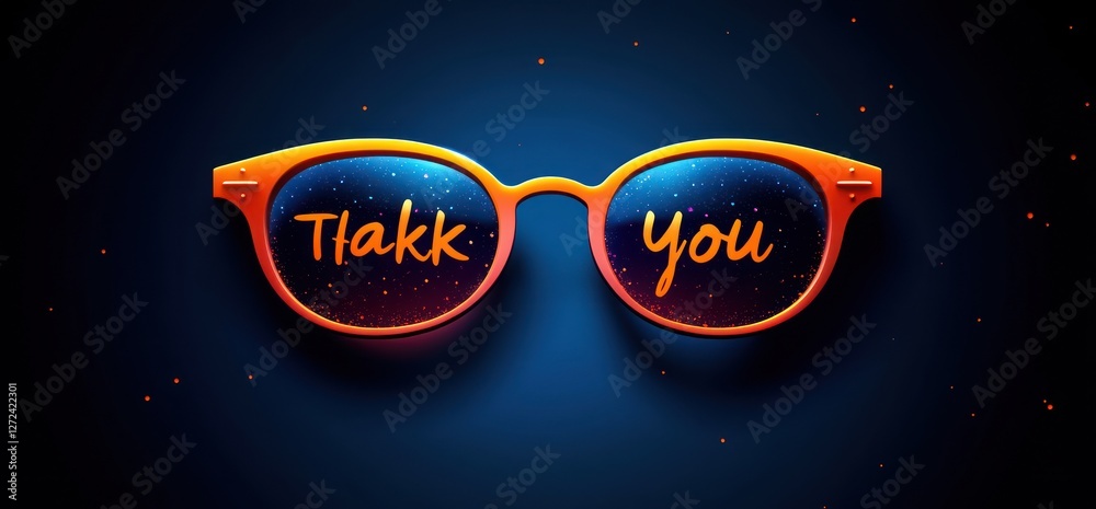 Poster thank you message in speech bubble against deep blue background - 3d graphic design