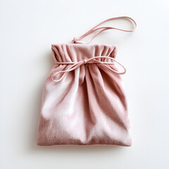 Pink velvet drawstring pouch, soft and elegant, great for delicate gifts or storing small precious items.