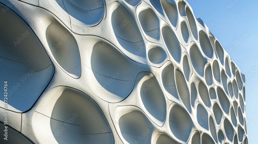 Aufkleber the wall of a contemporary building stands out with its mesmerizing undulating surface, reflecting s