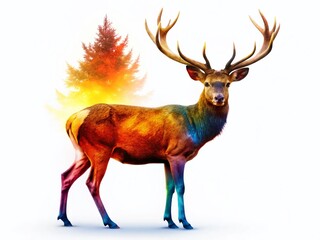 Obraz premium Majestic Deer Silhouette Against a Pristine White Background: Perfect for Nature-Themed Designs