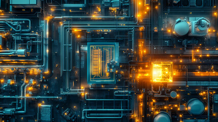 Fototapeta premium cyberpunk industrial complex