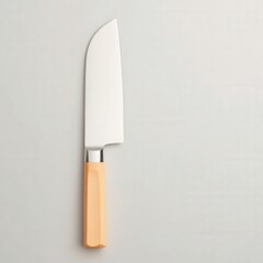 Santoku Knife. Steel blade resting. Kitchen setting. Preparation and cooking. Commercial use