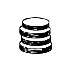 Hand Drawn Sketch Coin Stack Monochrome Image