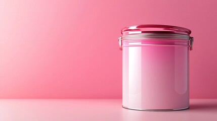 Elegant Jar with Pink Creamy Substance on a Pastel Background