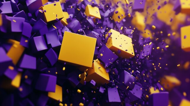 Fototapeta Educational cubes in vibrant purple and yellow