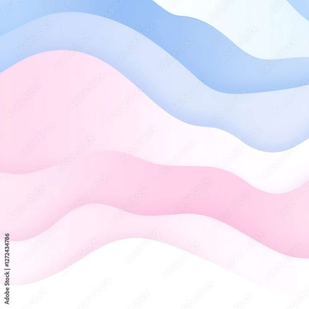 Poster pastel gradient wavy layers abstract background design with smooth flowing lines and gentle color tr