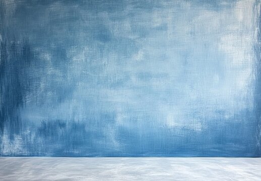 Blue painted canvas or muslin fabric cloth studio backdrop or background