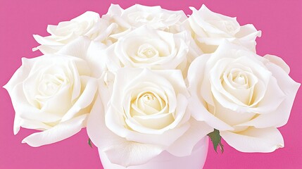 White roses centerpiece on pink background for wedding, events, anniversary decor