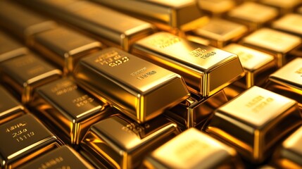 A Stack of Shiny Gold Bars Gleaming Brightly