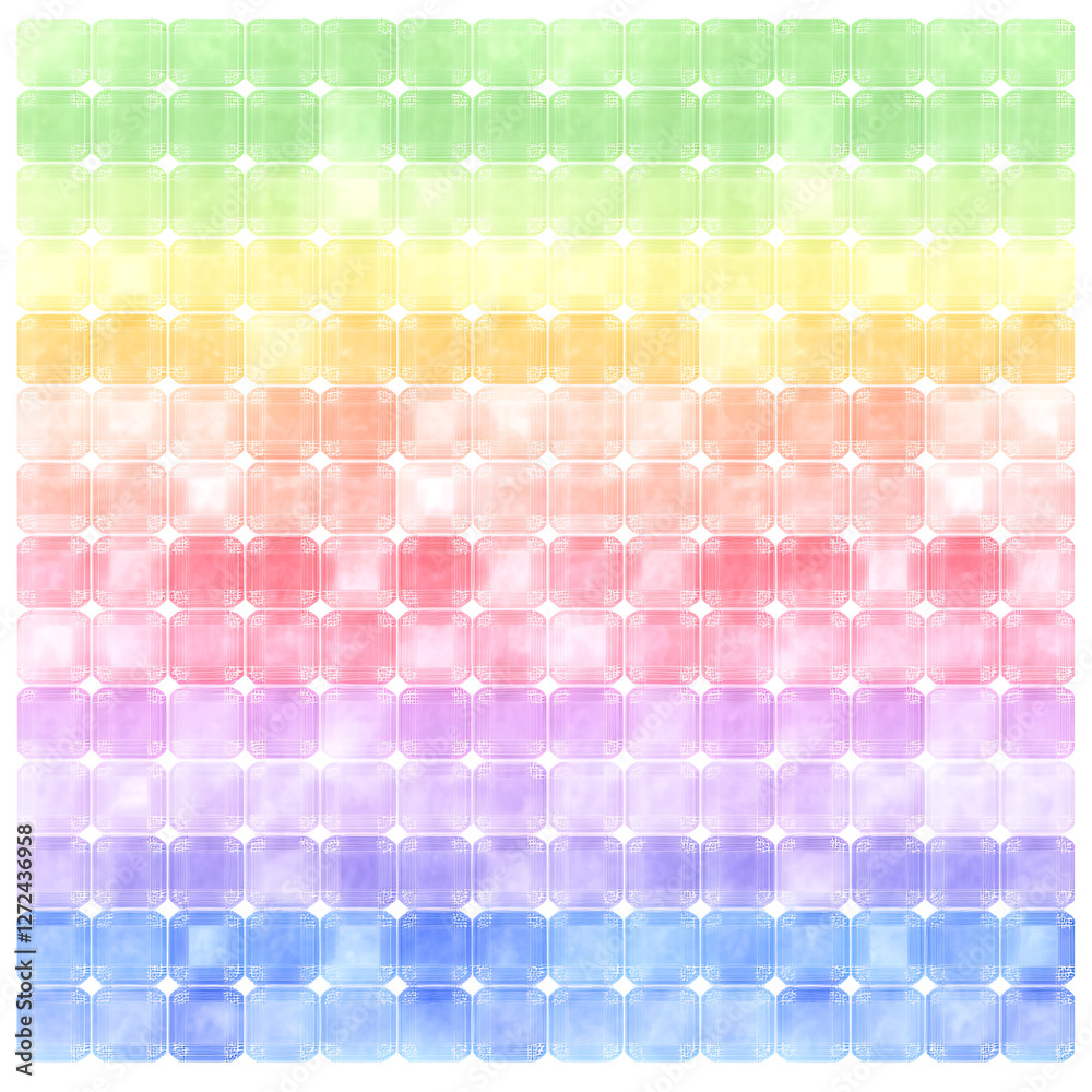 Poster rainbow gradient array of rounded watercolor squares artistic pattern design background illustration