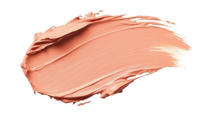 Soft Peach Color Paint Stroke on White Background for Artistic Use