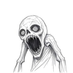 Creepy Skull Monster Sketch: Horror Art Illustration