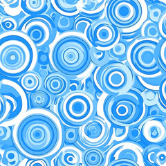 Seamless Circles Pattern with Shades of Blue and White for Trendy Wallpapers and Backgrounds Design.
