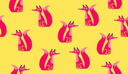 Cute fox pattern background vector design