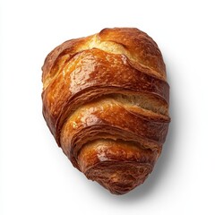 Freshly Baked Golden Croissant Isolated on White Background