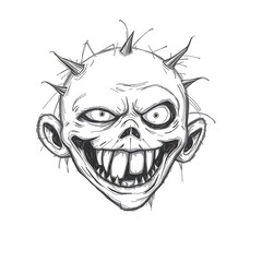 Spooky Monster Face: Halloween Illustration