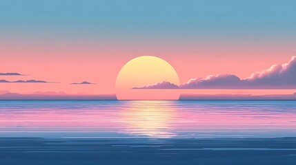 Serene Sunset Over Calm Ocean Waters