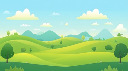 Obraz premium Rolling Green Hills Under a Sunny Sky