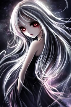  gothic girl in a dark background anime stil 