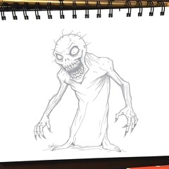 Fototapeta premium Sketch of a terrifying monster creature design