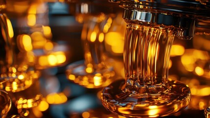 Close-Up of Engine Oil Interacting with Ambient Light Effects